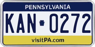 PA license plate KAN0272