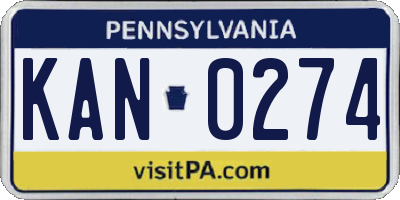 PA license plate KAN0274