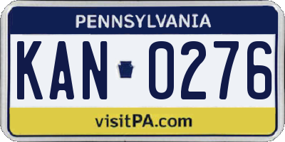 PA license plate KAN0276