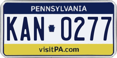 PA license plate KAN0277