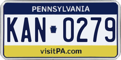 PA license plate KAN0279