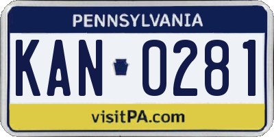 PA license plate KAN0281