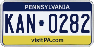 PA license plate KAN0282