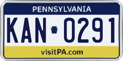 PA license plate KAN0291