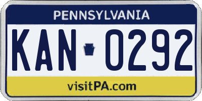 PA license plate KAN0292