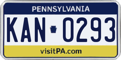PA license plate KAN0293