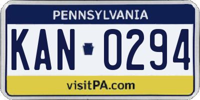 PA license plate KAN0294