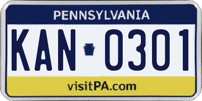 PA license plate KAN0301