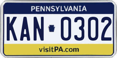 PA license plate KAN0302