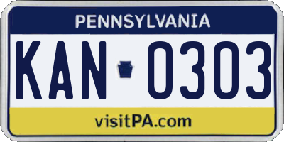 PA license plate KAN0303