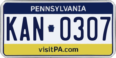 PA license plate KAN0307