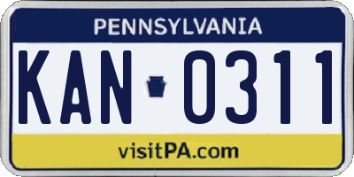 PA license plate KAN0311