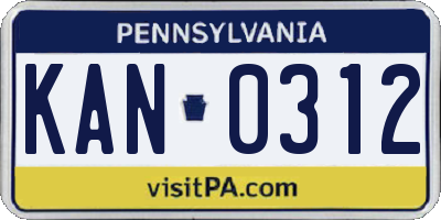 PA license plate KAN0312