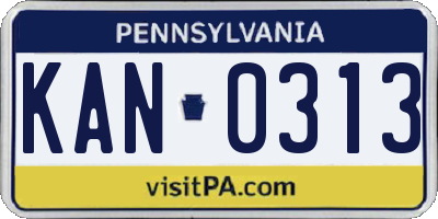 PA license plate KAN0313
