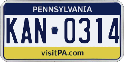 PA license plate KAN0314