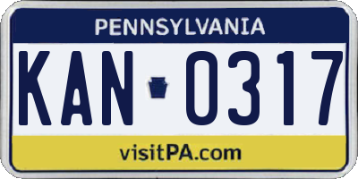 PA license plate KAN0317
