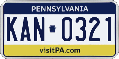 PA license plate KAN0321