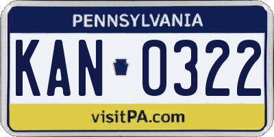 PA license plate KAN0322