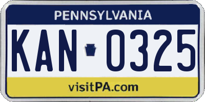 PA license plate KAN0325