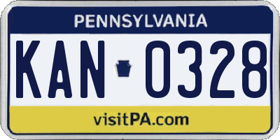 PA license plate KAN0328