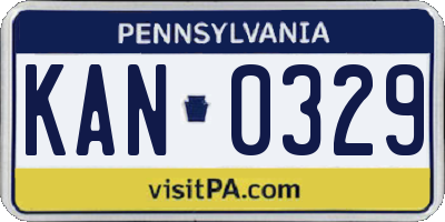 PA license plate KAN0329