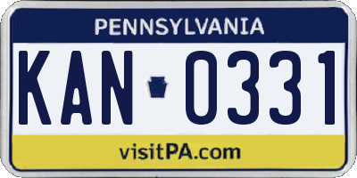 PA license plate KAN0331