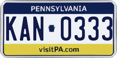 PA license plate KAN0333