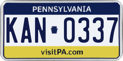 PA license plate KAN0337