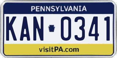 PA license plate KAN0341