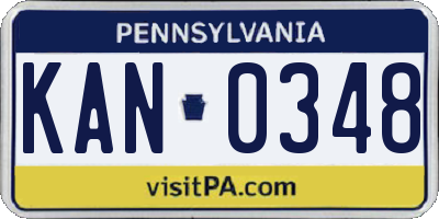 PA license plate KAN0348