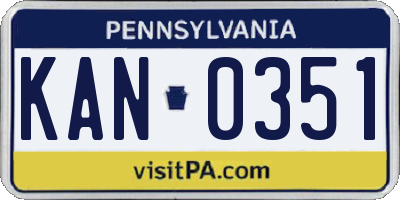 PA license plate KAN0351