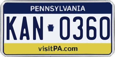 PA license plate KAN0360