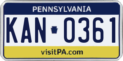 PA license plate KAN0361