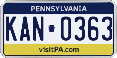 PA license plate KAN0363