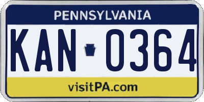 PA license plate KAN0364