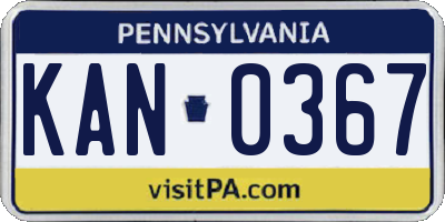 PA license plate KAN0367