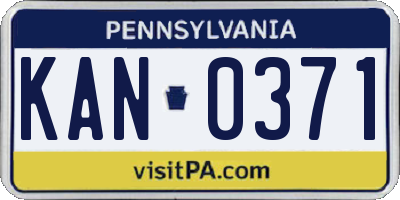 PA license plate KAN0371