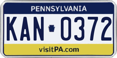 PA license plate KAN0372