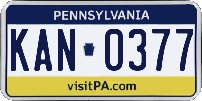 PA license plate KAN0377
