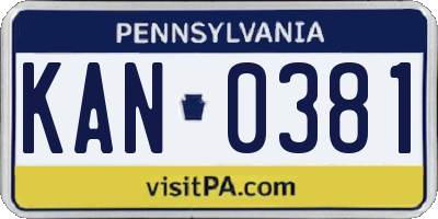 PA license plate KAN0381