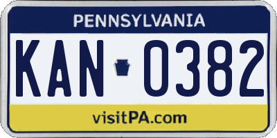 PA license plate KAN0382