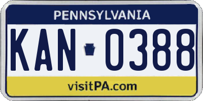 PA license plate KAN0388