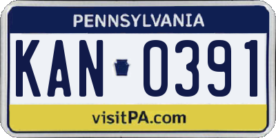 PA license plate KAN0391