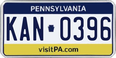 PA license plate KAN0396