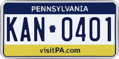 PA license plate KAN0401
