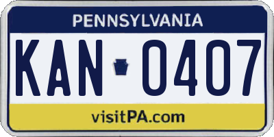 PA license plate KAN0407