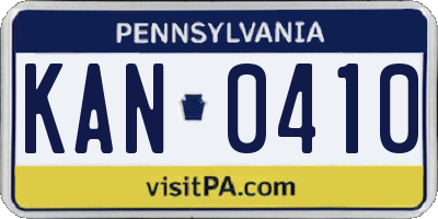PA license plate KAN0410