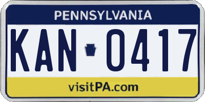 PA license plate KAN0417