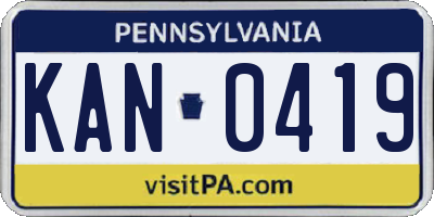 PA license plate KAN0419