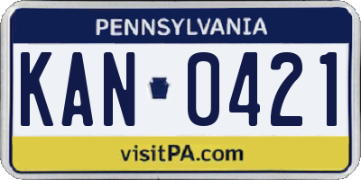 PA license plate KAN0421